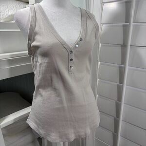 Michael Stars Buttoned V-Neck Tank Top